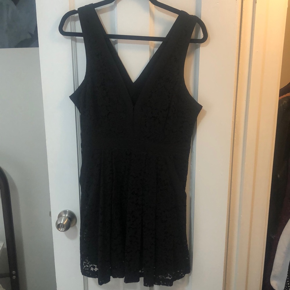 Black lace mini dress